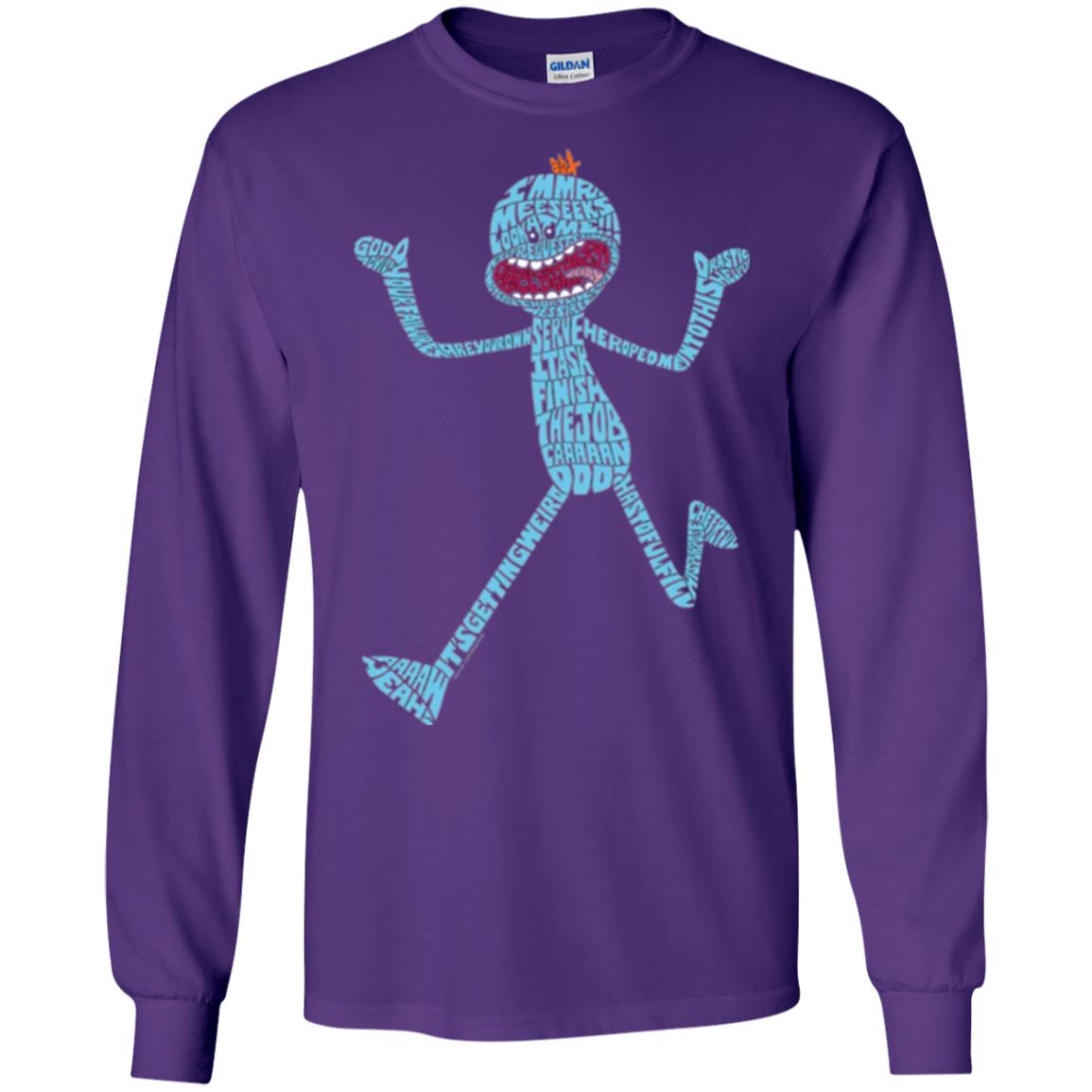Cartoon T-shirt It_s Mr. Meeseeks Typography Purple