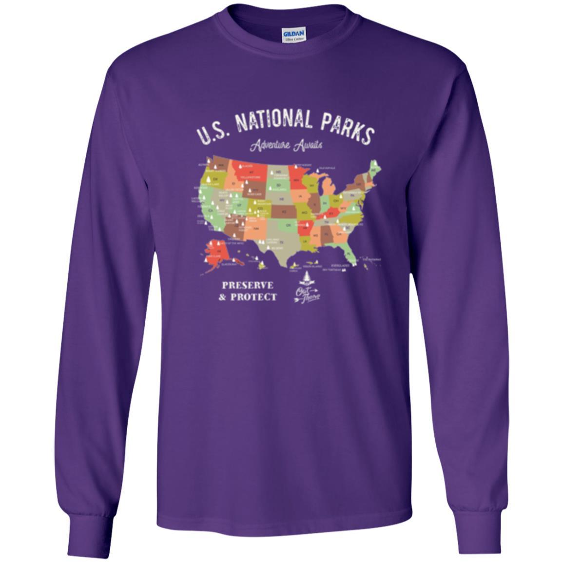 Hiking Camping T-shirt National Park Map Vintage T-shirt Purple
