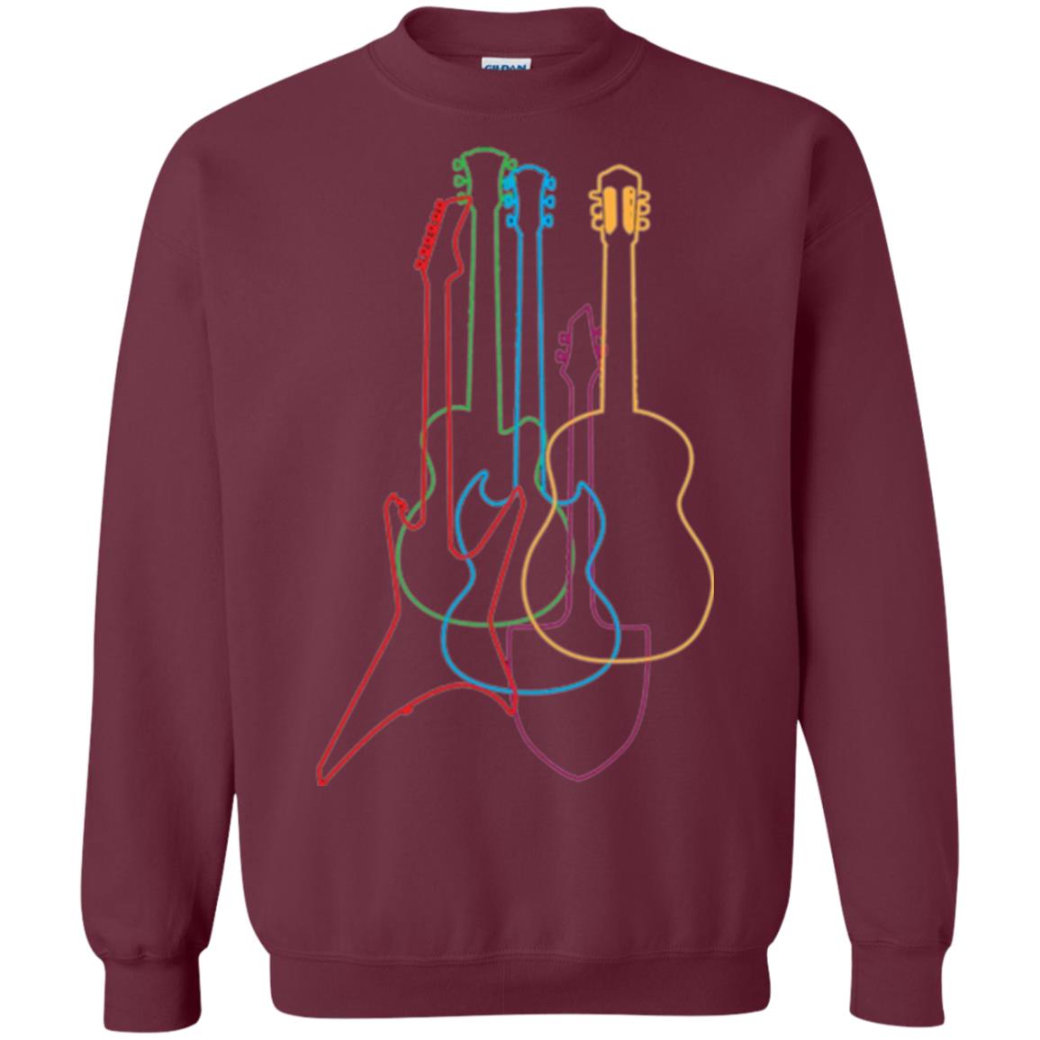 Colored Guitars Electric Acoustic Classical T-shirt Maroon