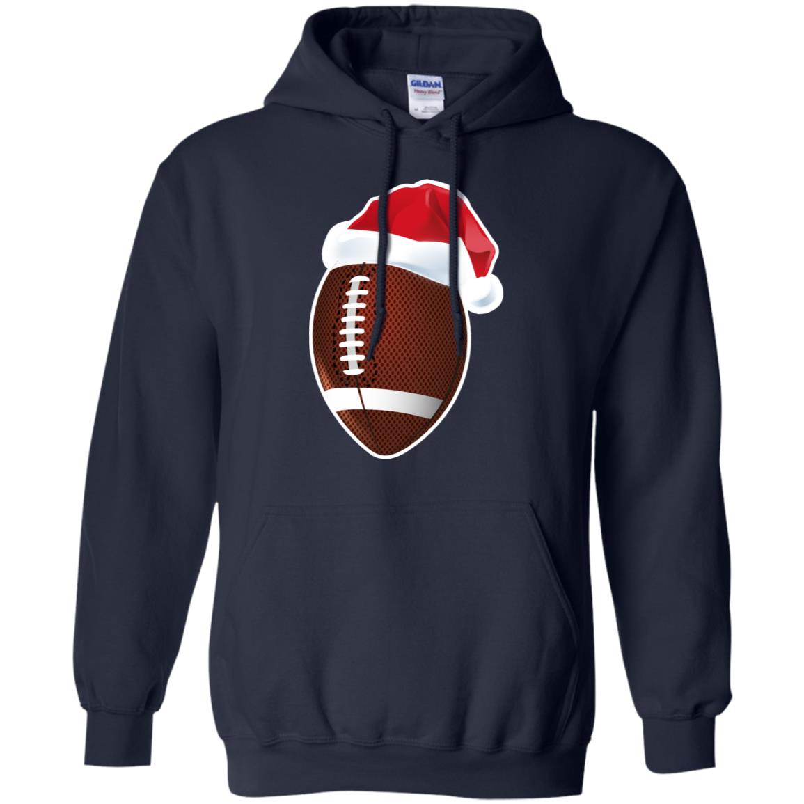 Football With Santa Claus Hat X-mas Shirt For Football Lovers Navy