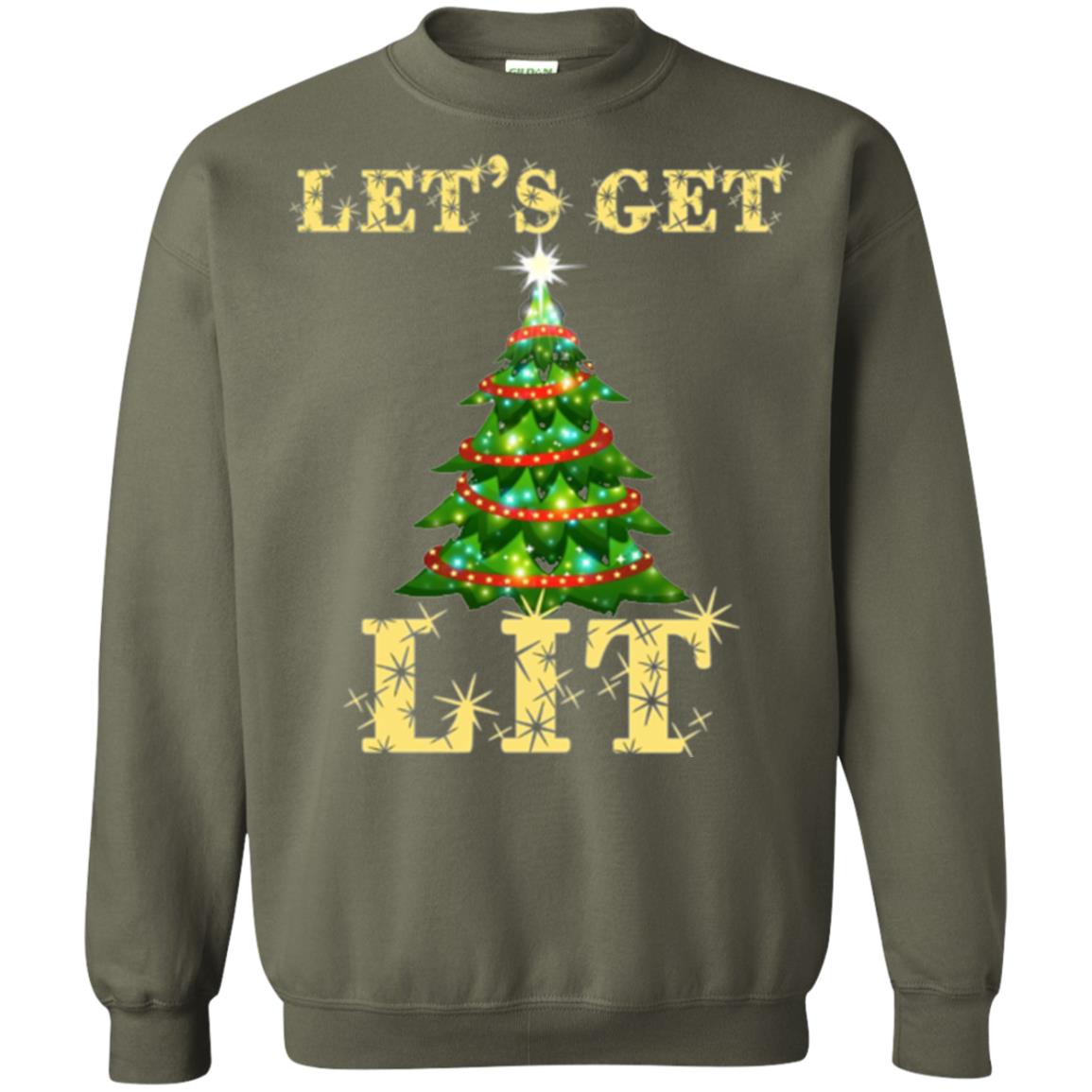 Christmas T-shirt Let_s Get Lit Military Green