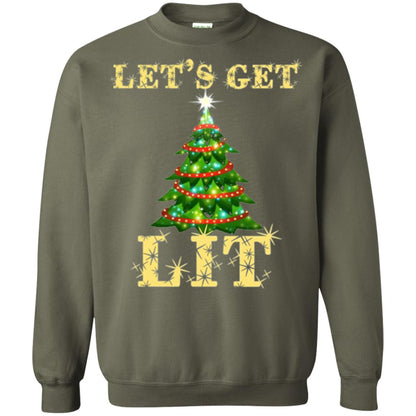 Christmas T-shirt Let_s Get Lit Military Green