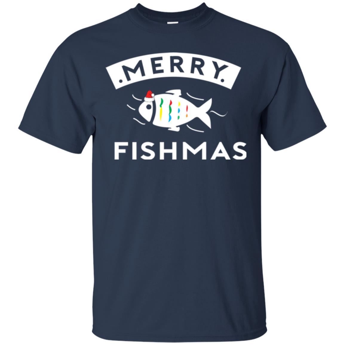 Merry Christmas Fisherman T-shirt Merry Fishmas Navy
