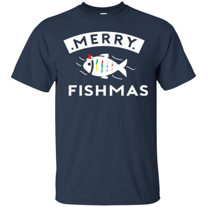 Merry Christmas Fisherman T-shirt Merry Fishmas Navy