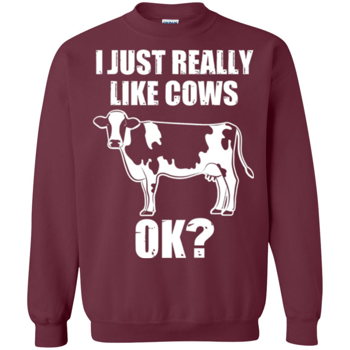 Cow Lover T-shirt I Just Really Like Cows Ok Maroon