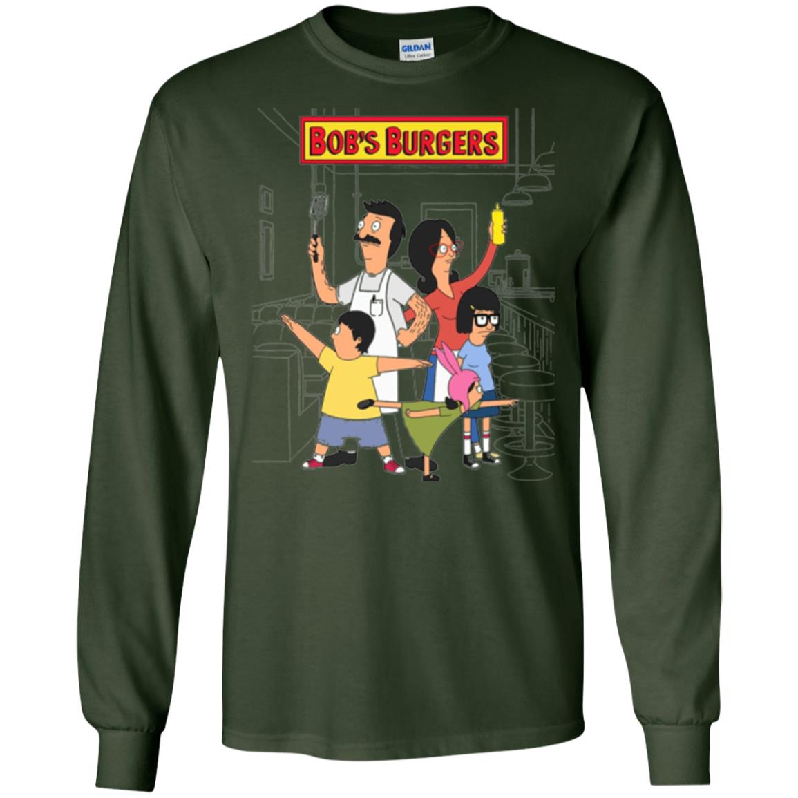 Family Group Hero Pose T-shirt Bob_s Burgers Forest Green