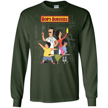 Family Group Hero Pose T-shirt Bob_s Burgers Forest Green