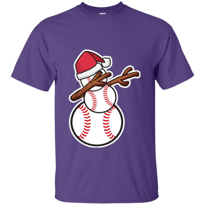 Christmas T-shirt Dabbing Snowman Baseball Purple