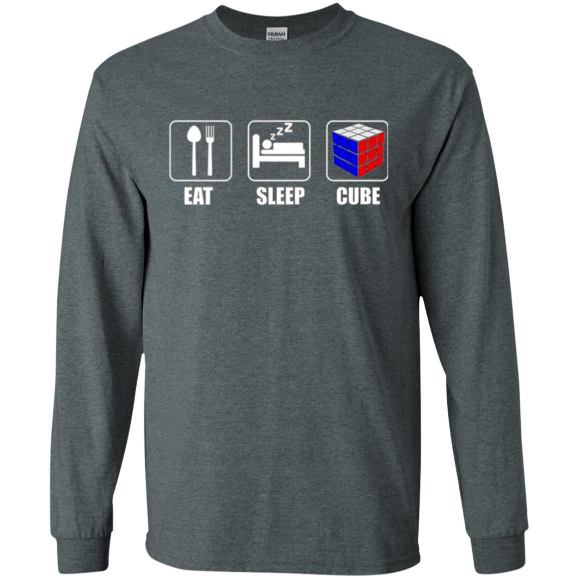 Rubik Lover T-shirt Eat Sleep Cube T-shirt Dark Heather
