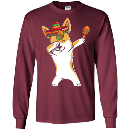 Dabbing Corgi Funny Cinco De Mayo T-shirt Maroon
