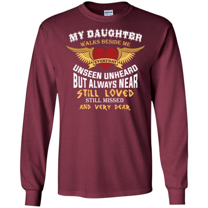 Family T-shirt My Daughter Walks Beside Me Everyday Maroon