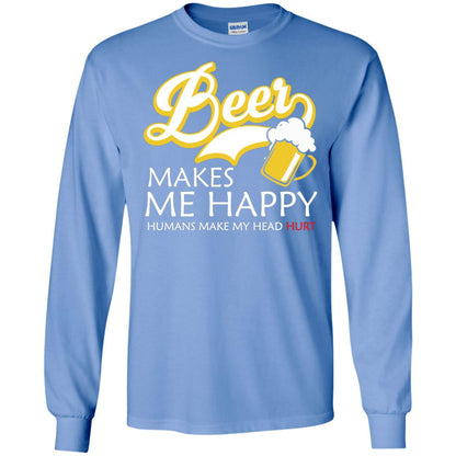 Beer Makes Me Happy Beer Lover T-shirt Carolina Blue