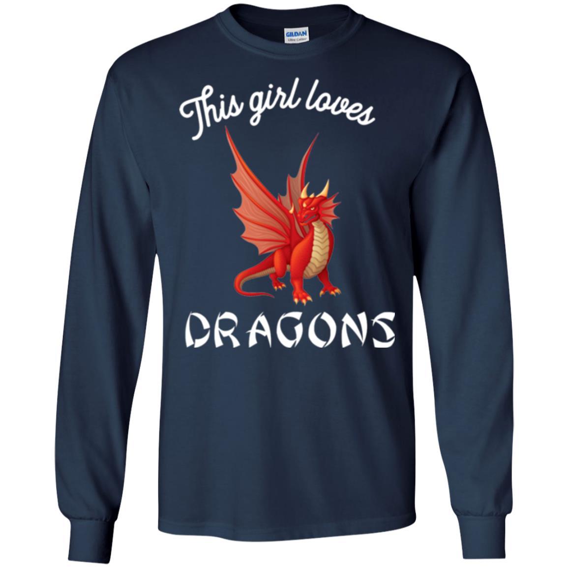 Dragon Lover T-shirt This Girl Loves Dragonst-shirt Navy