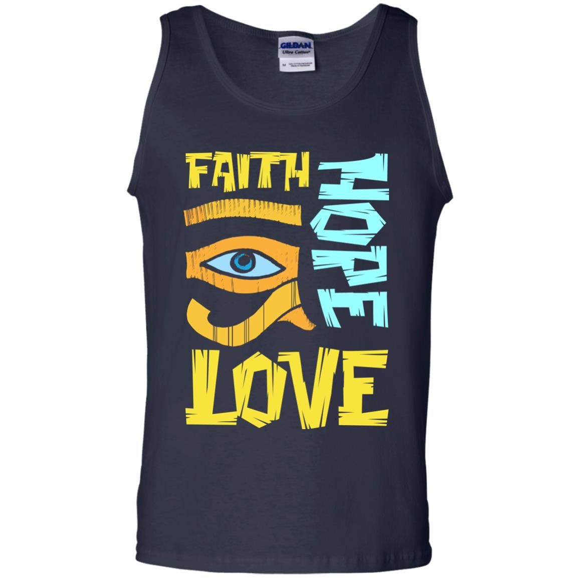 Faith Hope Love Christian T-shirt Navy