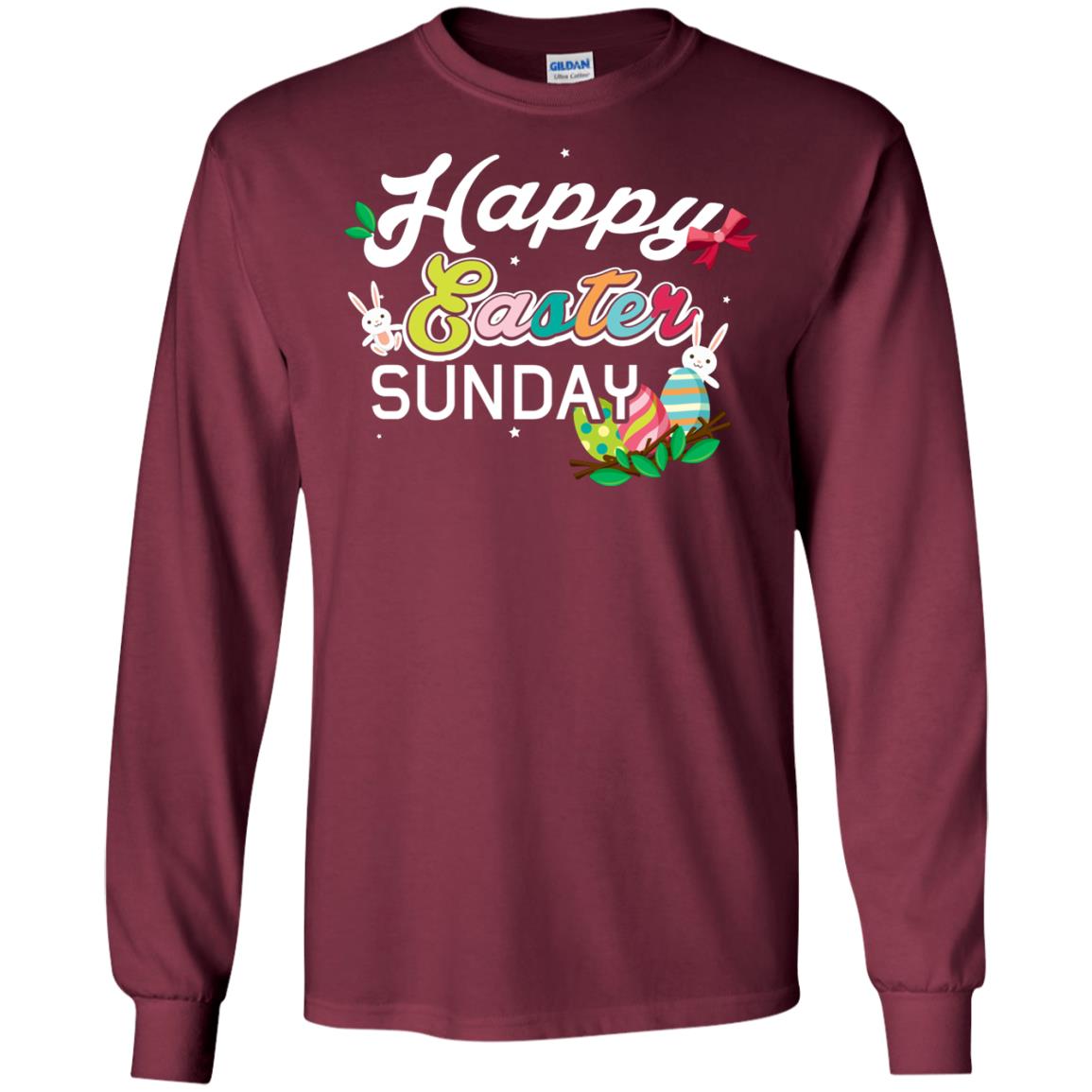 Christian T-shirt Happy Easter Sunday Maroon