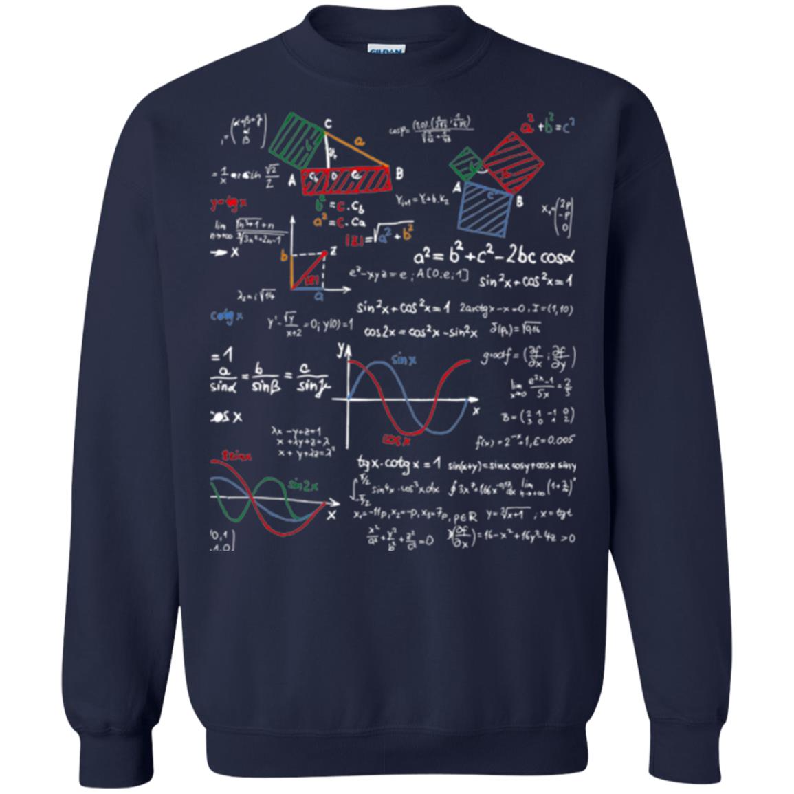 Math Lover T-shirt Formulas Cheat Sheet Navy