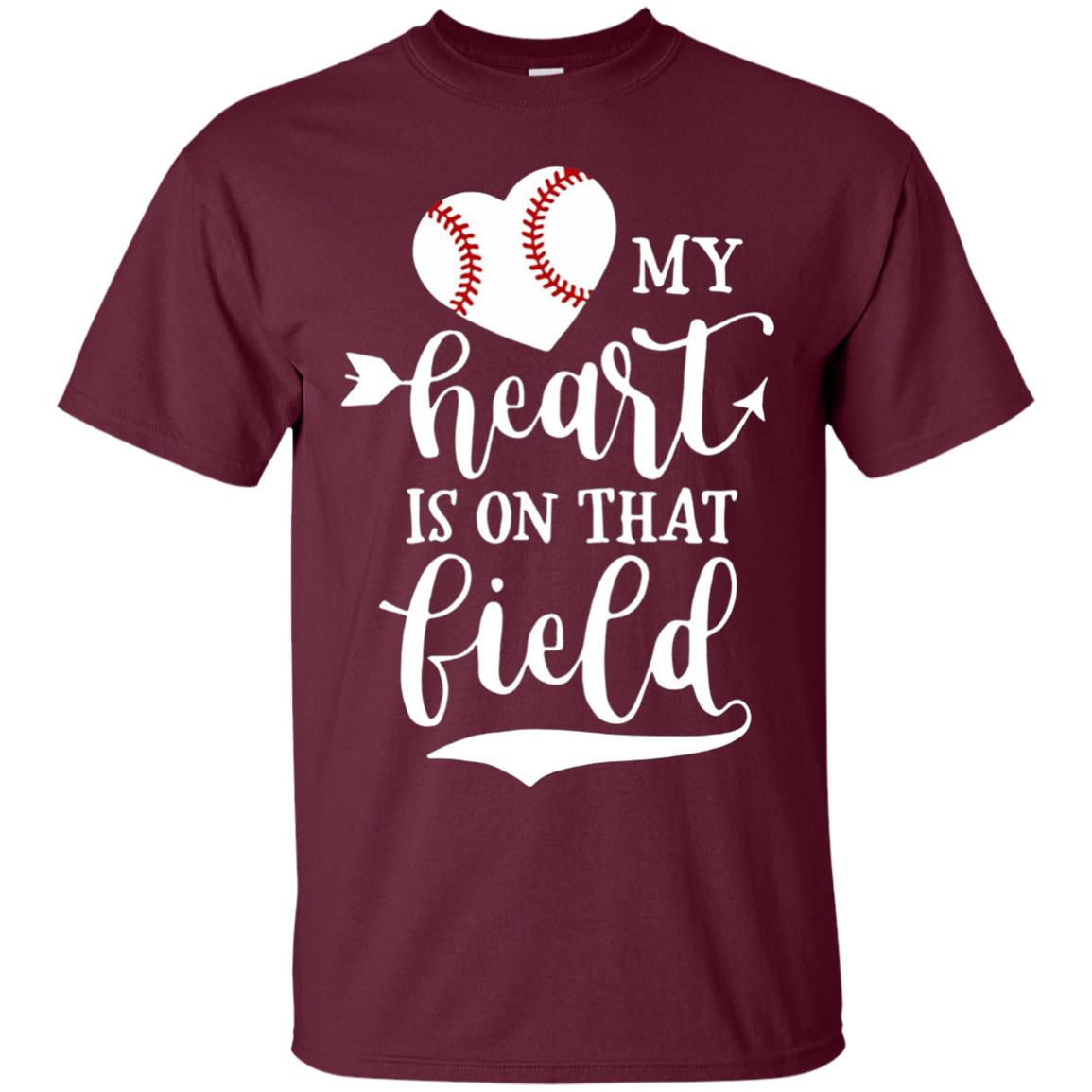 My Heart Is On That Field Softball Mom Shirt Maroon