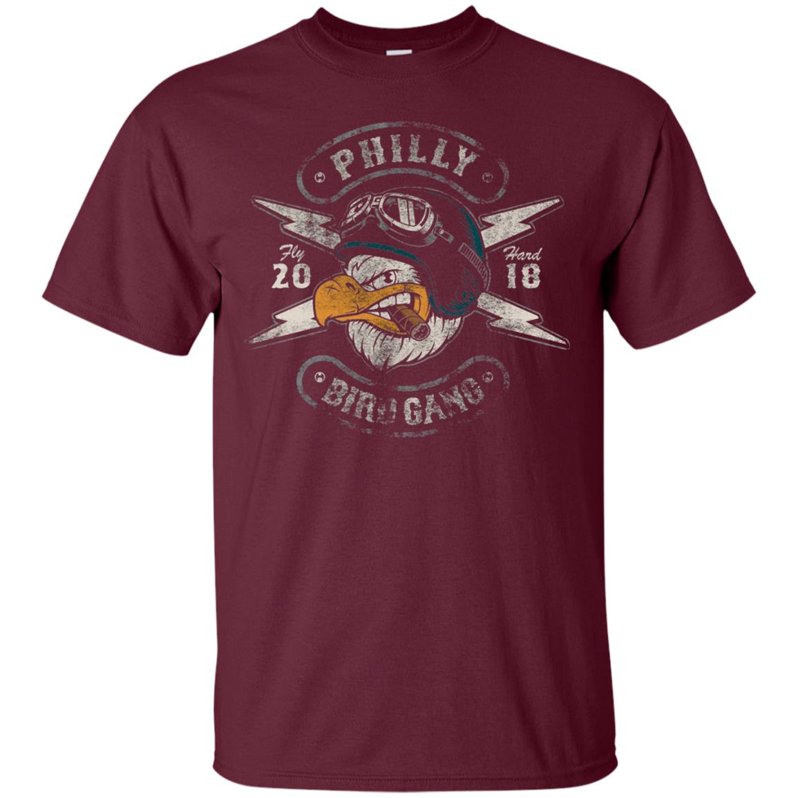 Bird Gang Eagles T-shirt Vintage Distressed Maroon