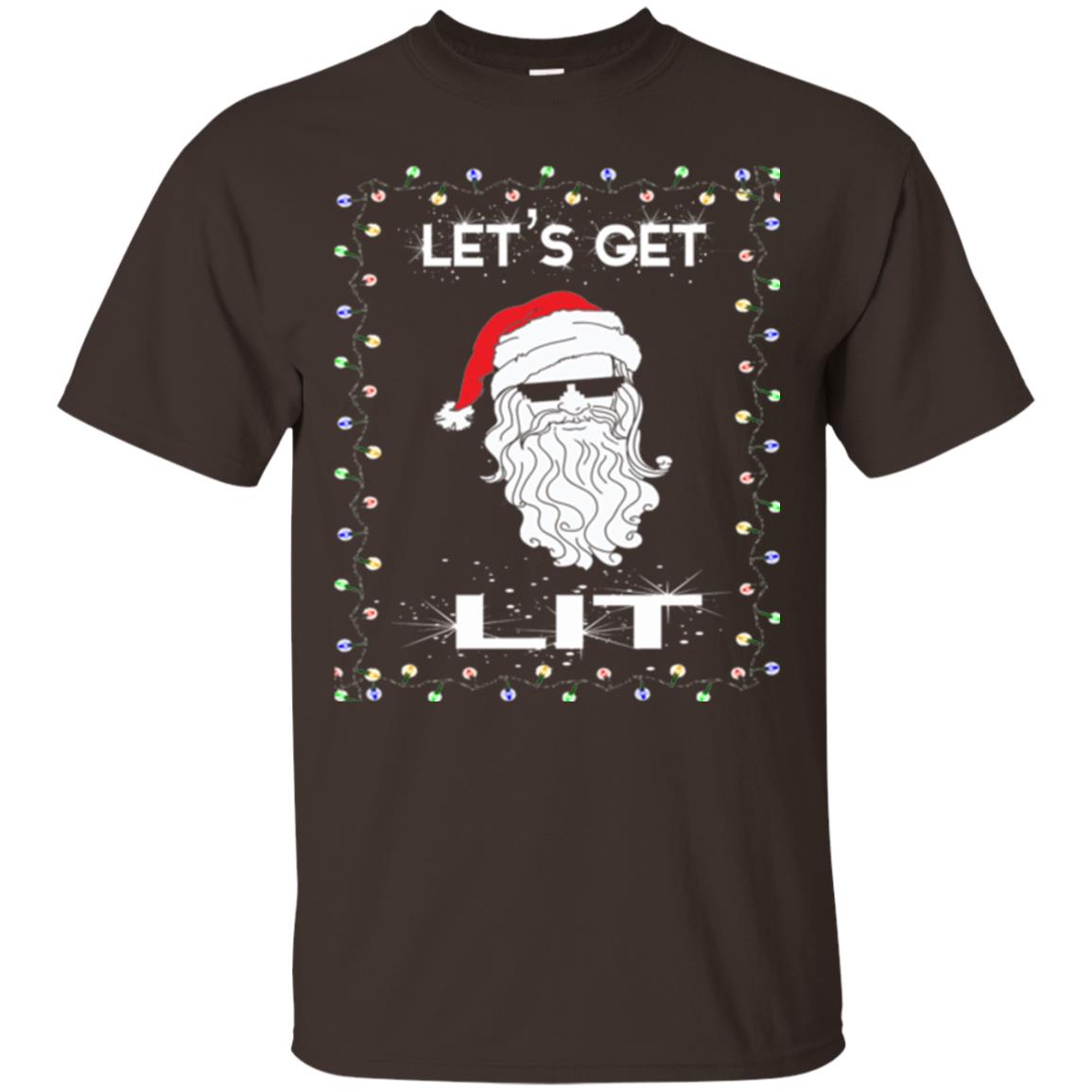 Christmas T-shirt Let_s Get Lit Dark Chocolate