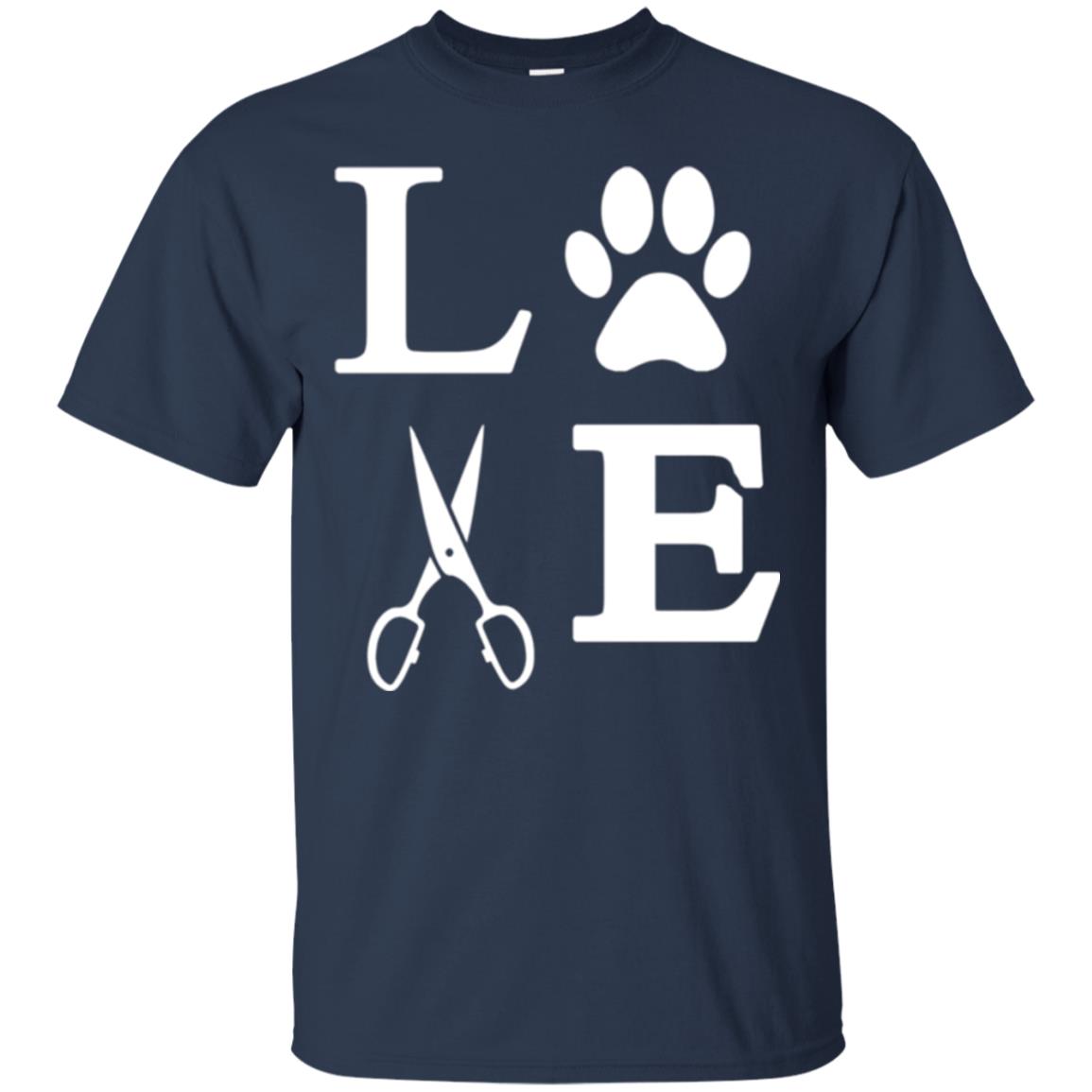 Love Dogs Dog Groomer Paw Dog Lover T-shirt Navy