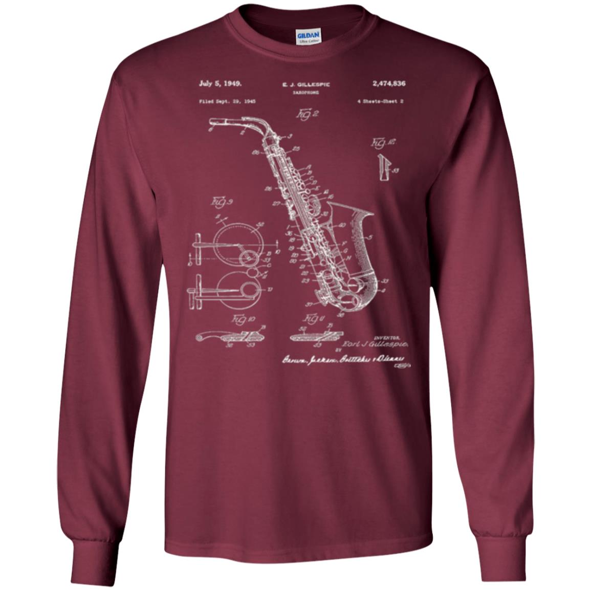Saxophone Patent Graphic T-shirt Maroon