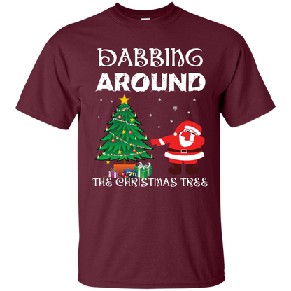 Christmas T-Shirt Dabbing Around The Christmas Tree Maroon