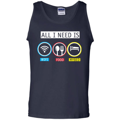 All I Need Is Wifi Food My Bed T-shirt Navy