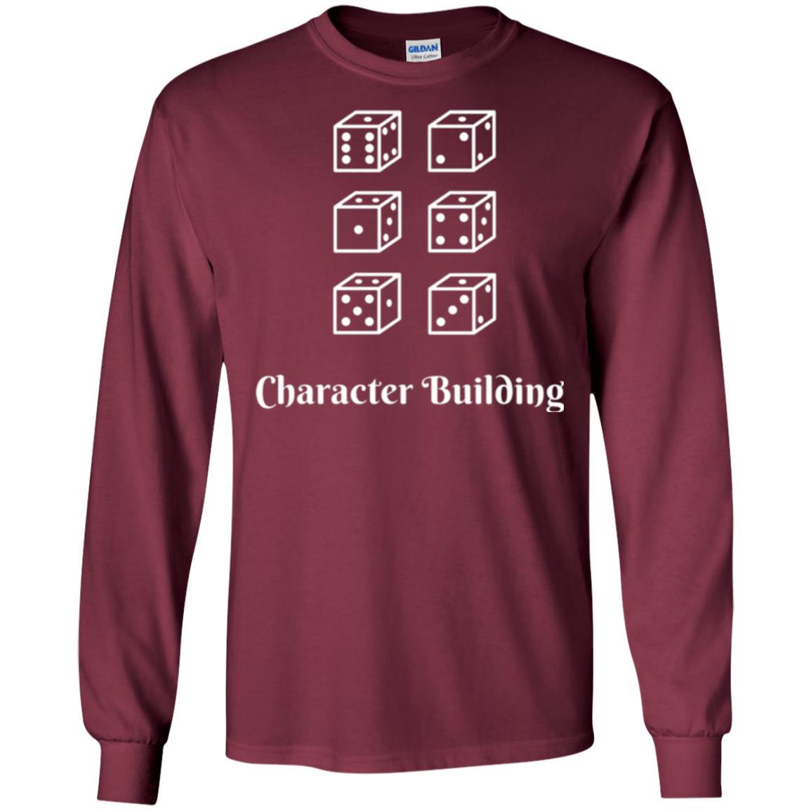 Gamer T-shirt Character Building Rolling Dice Maroon