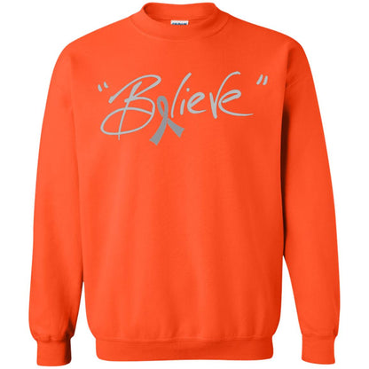 Brain Cancer Awareness Shirt Grey Ribbon Believe Orange