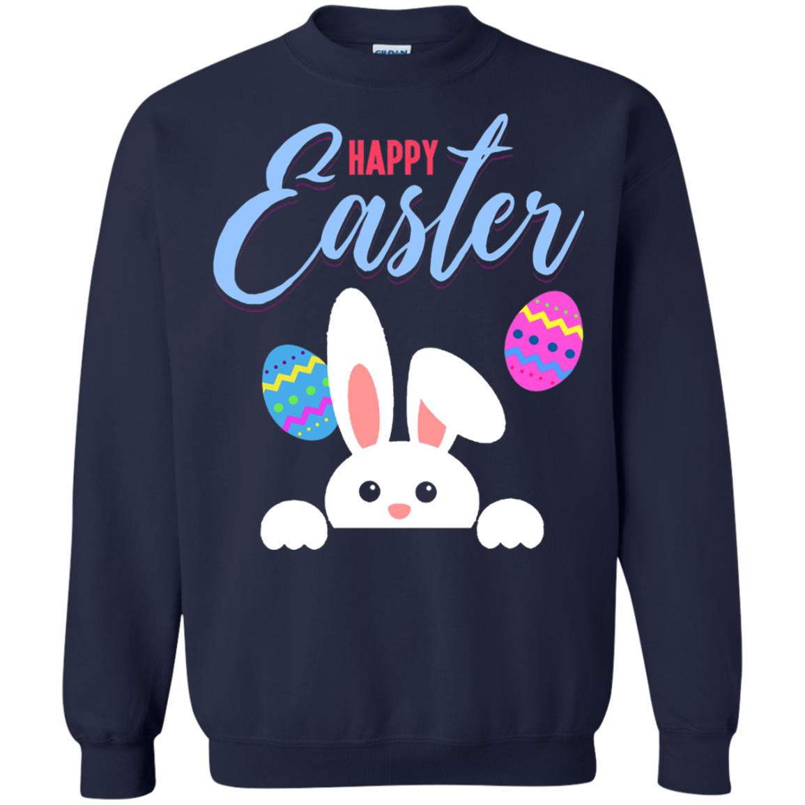 Emoji Bunny Egg Happy Easter Shirt Navy