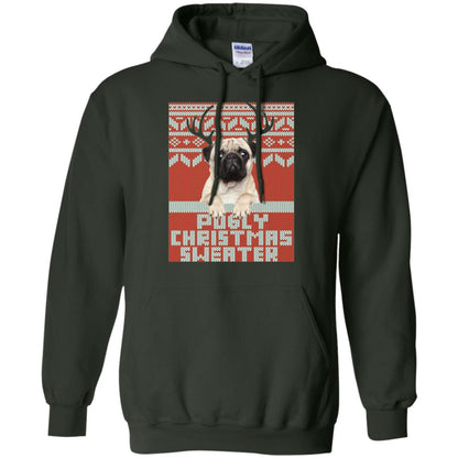 Dog Lovers T-shirt Pugly Christmas Sweater Forest Green