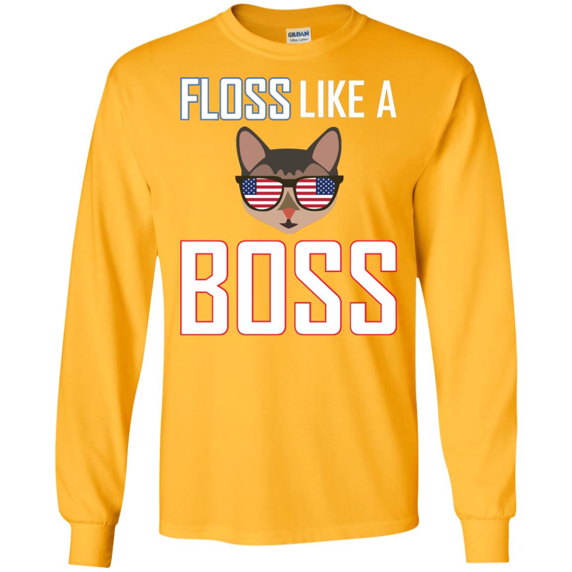 Floss Like A Boss Cat Shirt Gold