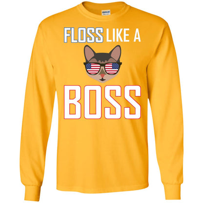 Floss Like A Boss Cat Shirt Gold