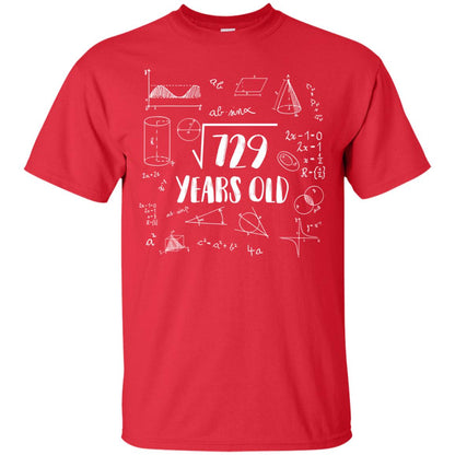 Square Root Of 729 27th Birthday 27 Years Old Math T-shirt Red