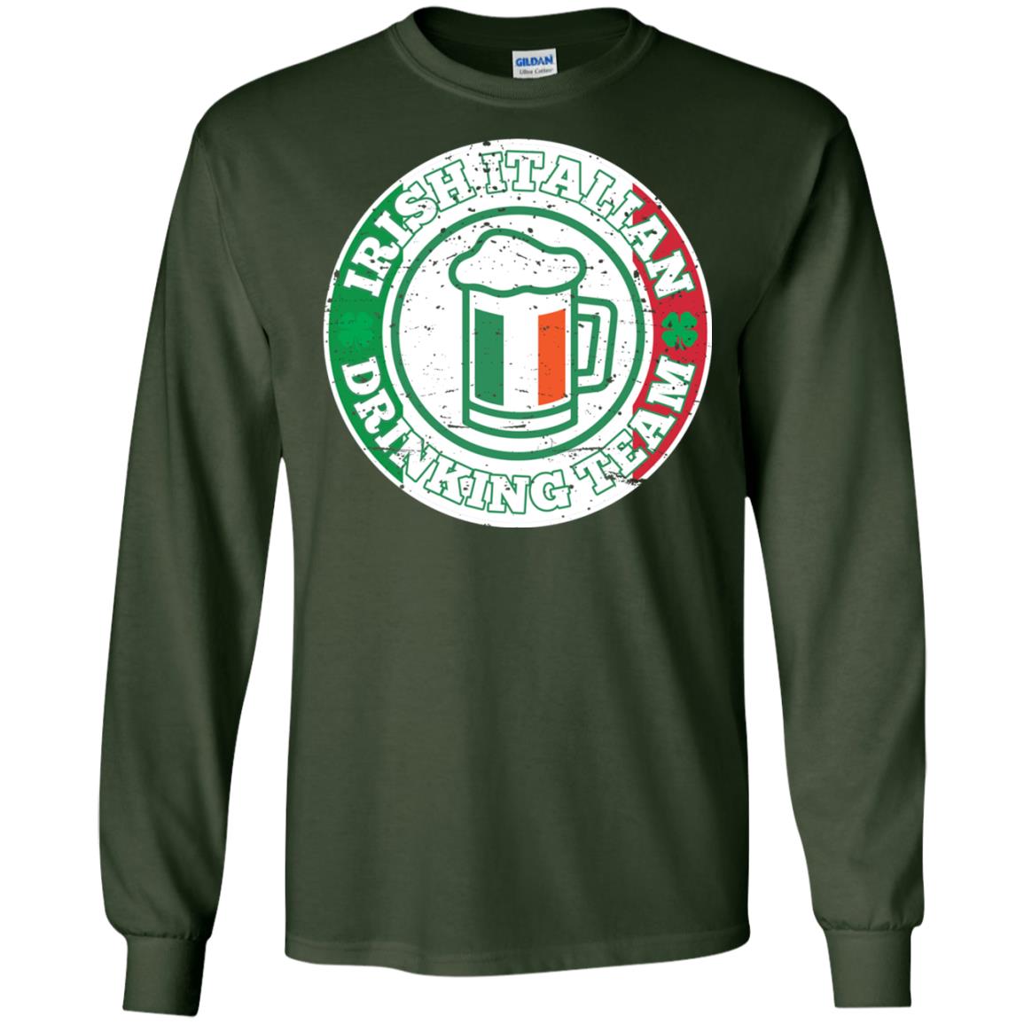 Irish Italian Drinking Team Italy Flag St Patrick_s Day T-shirt Forest Green