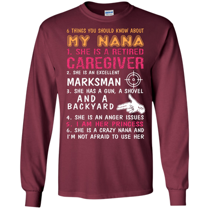Family T-Shirt 6 Things You Should Know About My Nana Maroon