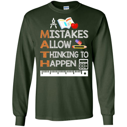 Math Lover T-shirt Mistakes Allow Thinking To Happen Forest Green