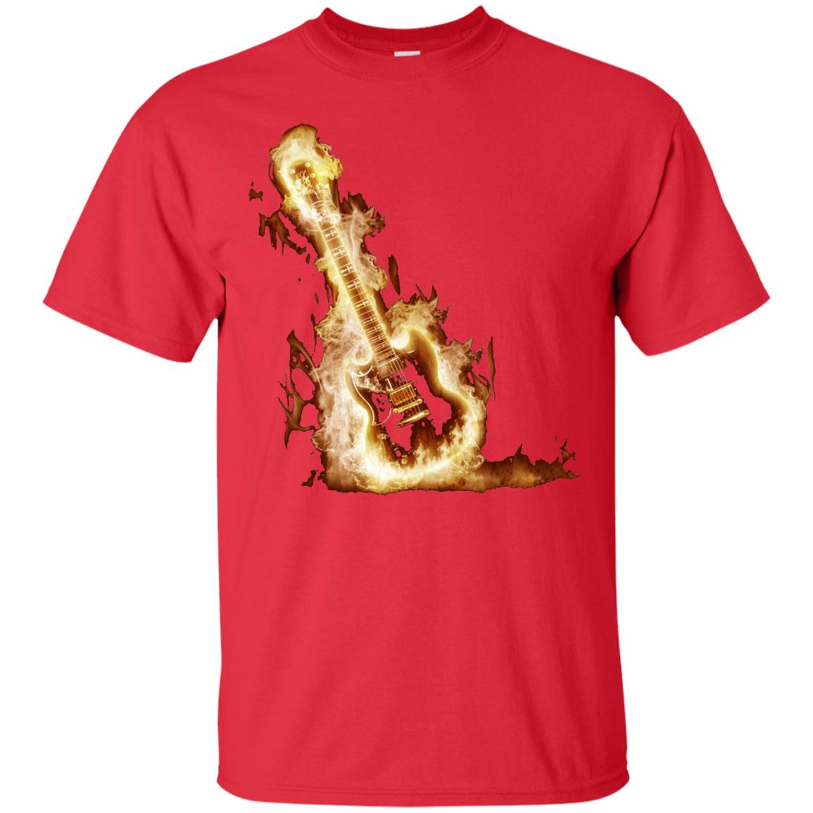 Rock Guitar On Fire T-shirt Red