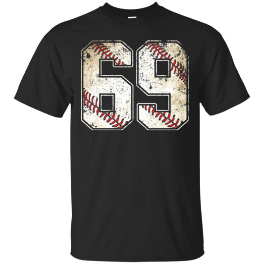 Baseball Player T-shirt Jersey Number 69 Retro Vintage Black