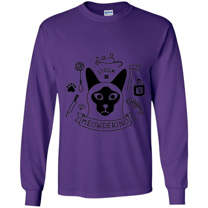 Meowderino T-shirt True Crime Cat Purple