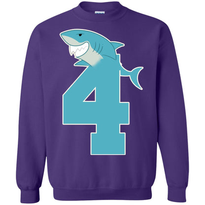 4th Birthday Shark Party Shirt Purple
