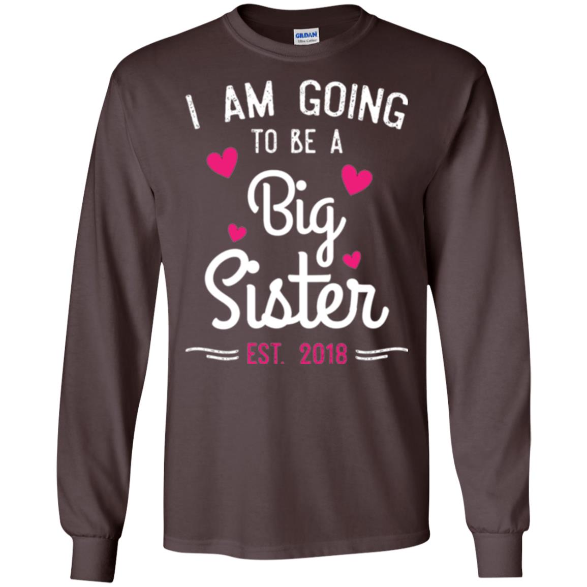 Family T-shirt I Am Going To Be A Big Sister Estimated 2018 Dark Chocolate