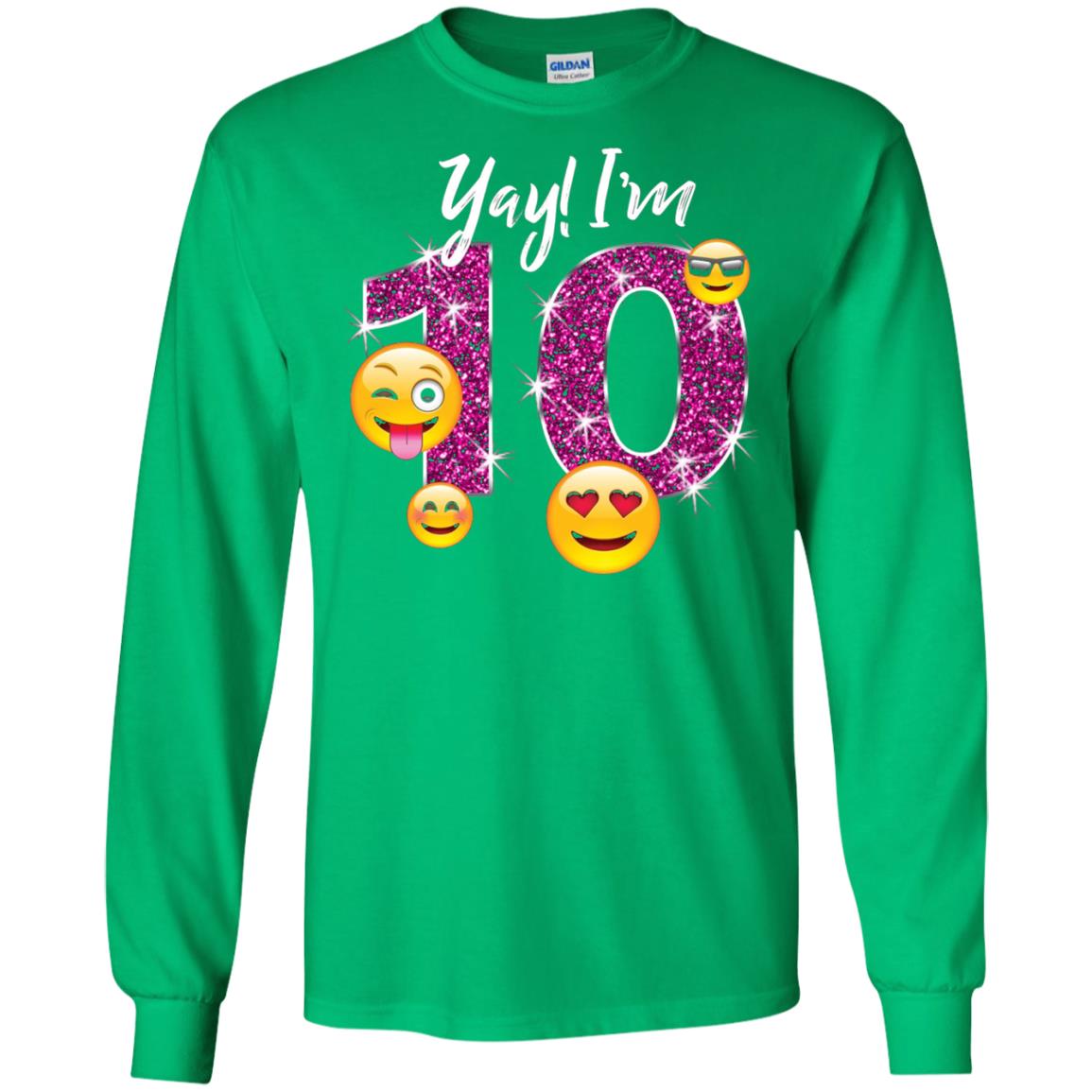 Funny Emoji Birthday 10th Birthday T-shirt Irish Green