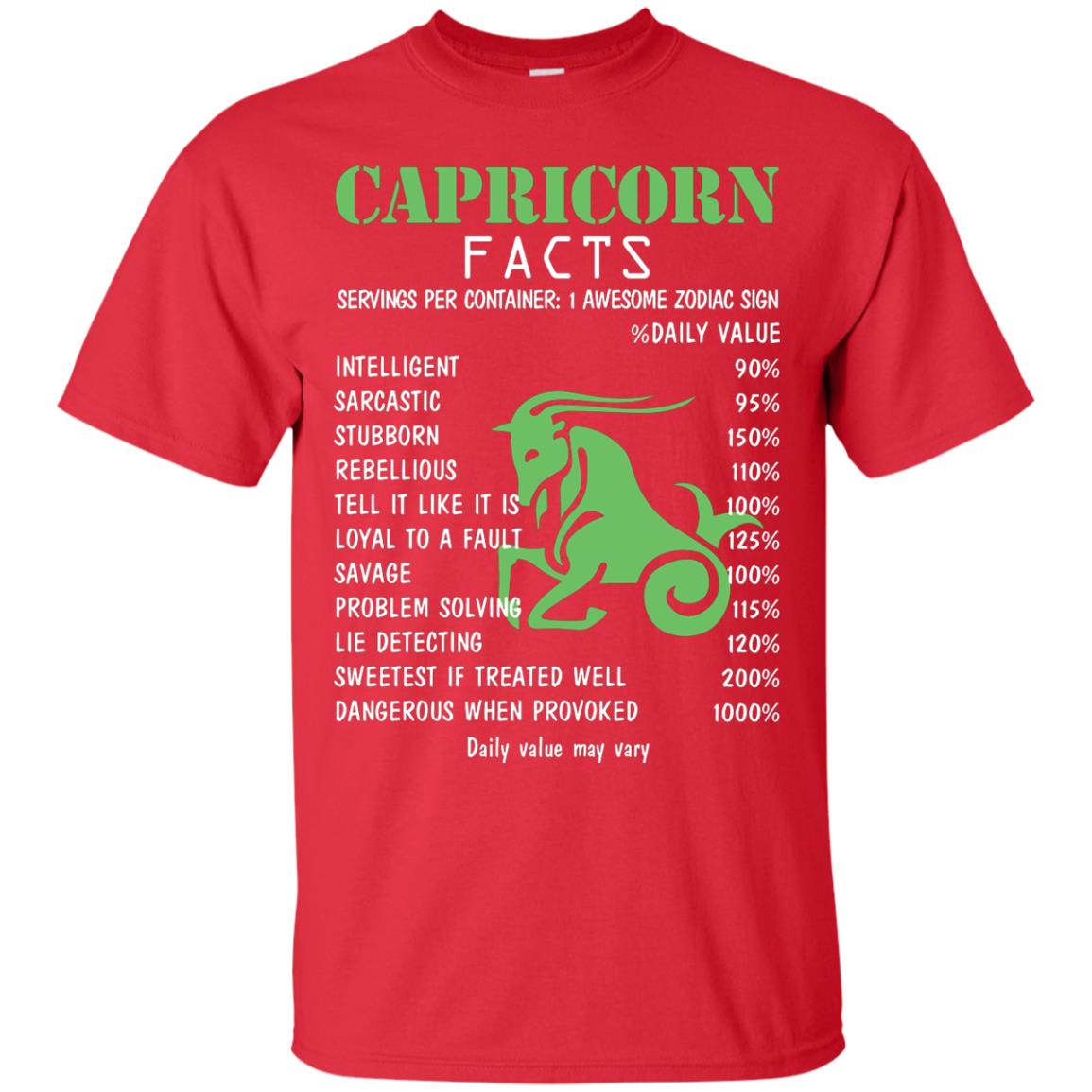 Capricorn Facts 1 Awesome Zodiac Sign Gift Shirt For Capricorn Horoscope Red