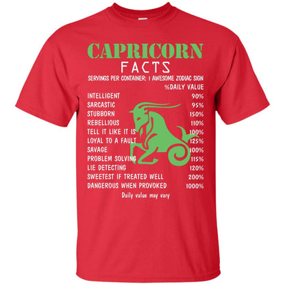 Capricorn Facts 1 Awesome Zodiac Sign Gift Shirt For Capricorn Horoscope Red