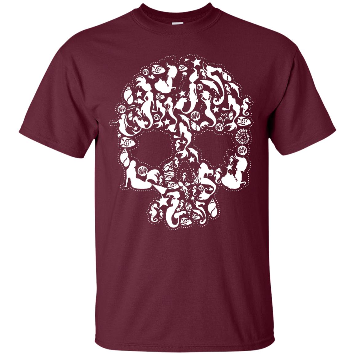 Mermaid Skull T-shirt Maroon