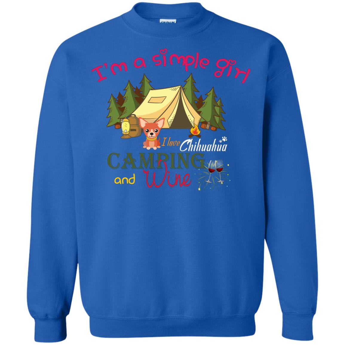 I’m A Simple Girl I Love Chihuahua Camping And Wine Shirt Royal