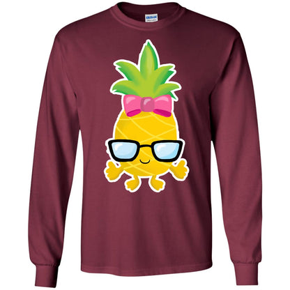 Funny Pineapple With Glasses For Girls Womens Shirt Maroon