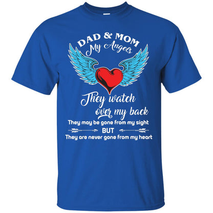 Dad And Mom My Angels They Watch Over My Back Family T-shirt Royal