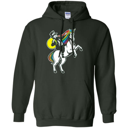 St Patrick Day Lepricorn Leprechaun Riding Unicorn T-shirt Forest Green